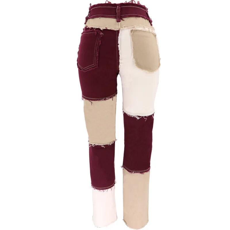 Calças Flare Jeans Skinny para Meninas Calças de Denim Rasgadas Calças Vintage