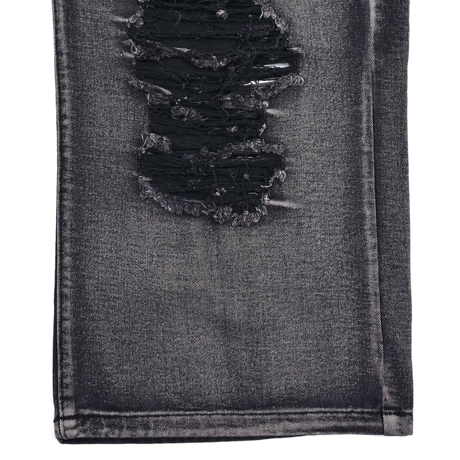 Calças jeans masculinas rígidas personalizadas em cinza com padrão sólido para atacado