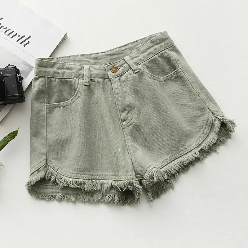 Shorts de Denim de Cintura Alta para Mulheres de Alta Qualidade, Jeans Casuais Slim Fit para Mulheres