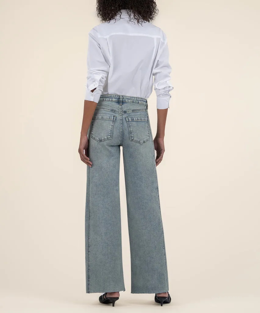 Calças de Denim Cropped com Acabamento Desgastado Vintage para Mulheres, Calças Largas de Ajuste Solto, Jeans Baggy Femininos de Moda Oversized