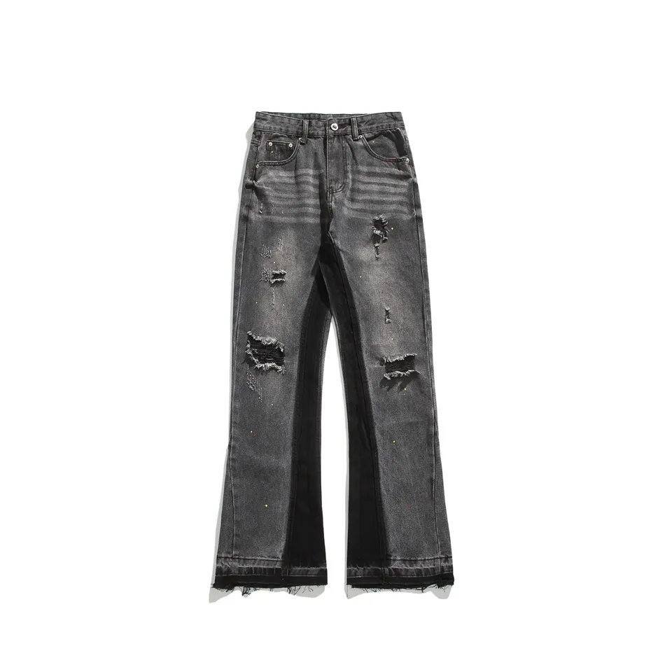 Calças de Homem Americanas Ripped Slimming Design Jeans Skinny Calças Flare