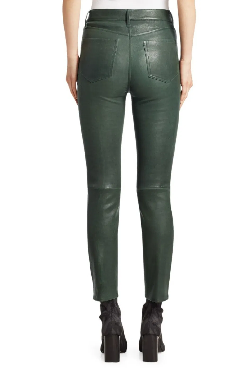 Calças de couro femininas personalizadas OEM de fábrica, moda, calças skinny pretas de PU