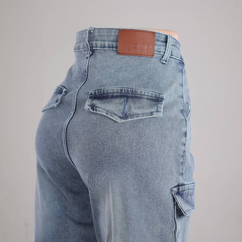 Calças femininas de estilo hip hop, design único e estilo de gêmeos, moda tendência, jeans de denim retro com múltiplos bolsos