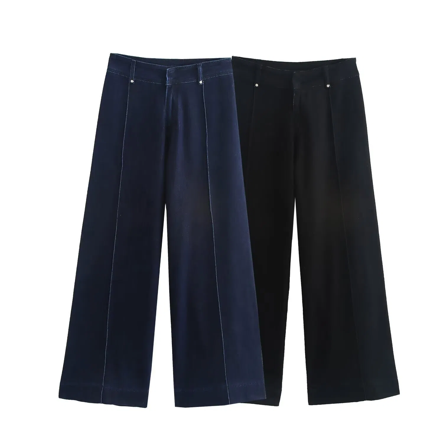 Jeans de cintura alta e perna larga estilizados e personalizados para a moda moderna feminina