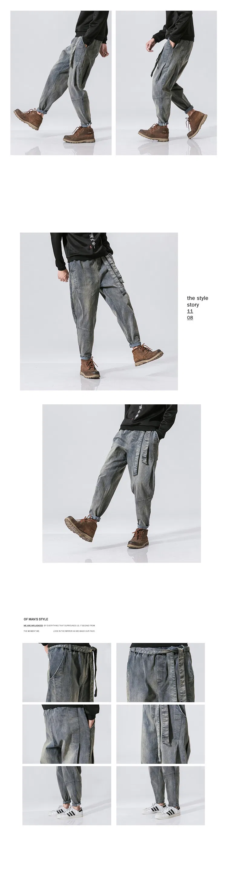 Novo Moda Retrô Calças Jeans Masculinas Largas Tamanho Plus