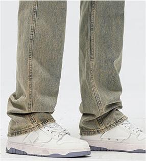 Jeans de Rua Reto e Largura para Homens Jeans de Designer Tapered Jeans Lavados