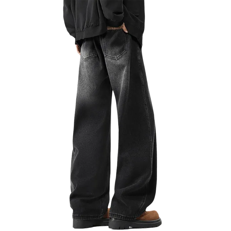 Calças jeans baggy largas e soltas para homens, estilo scimitar, tendência legal da marca