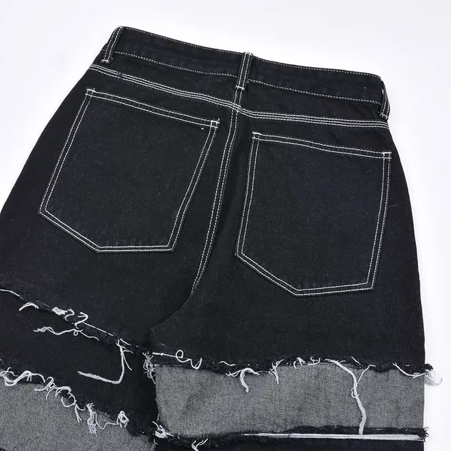 Calças jeans skinny de denim preto em patchwork listrado com acetato para homens