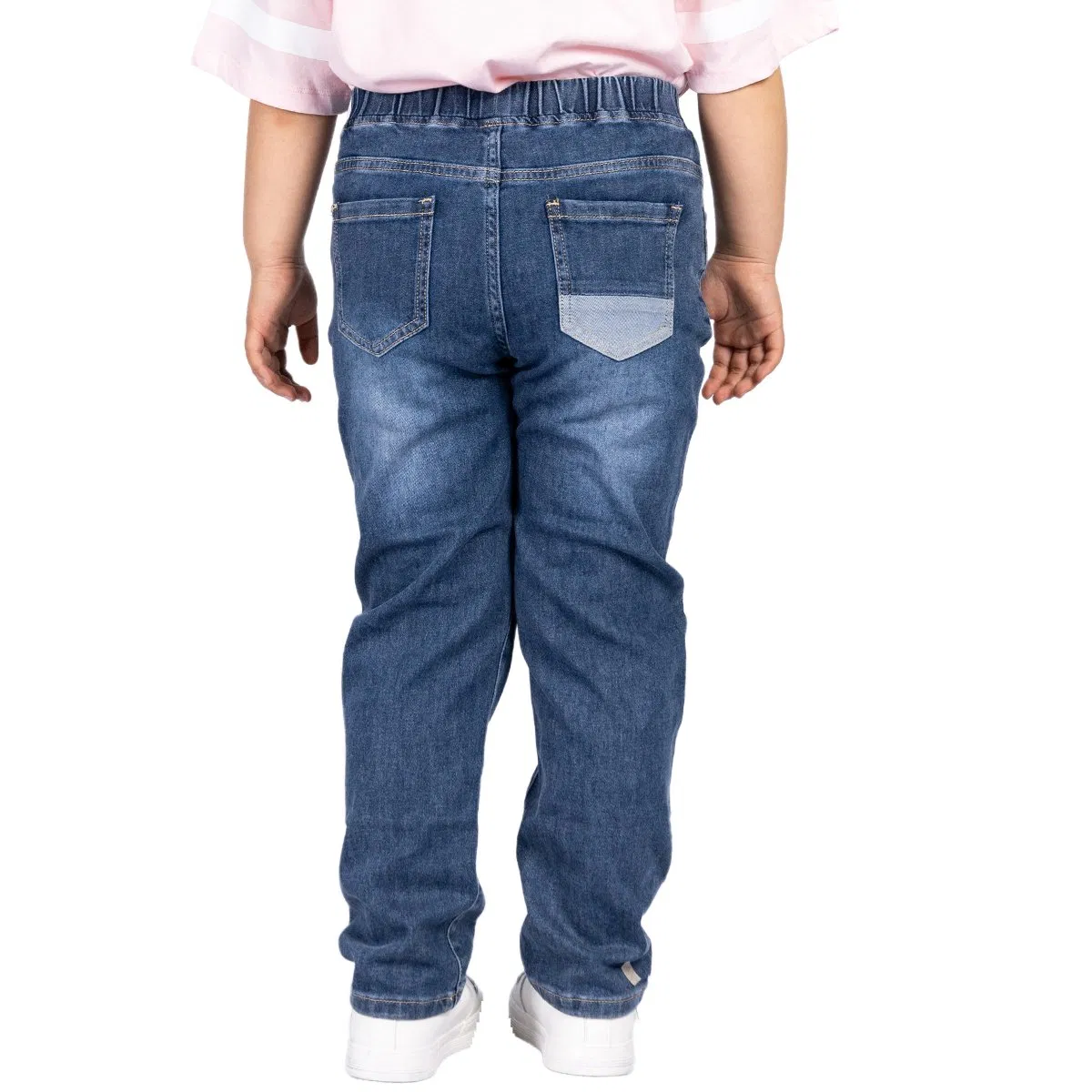 Calças Casuais Personalizadas para Crianças com Jeans Reto Estampado e Rasgado