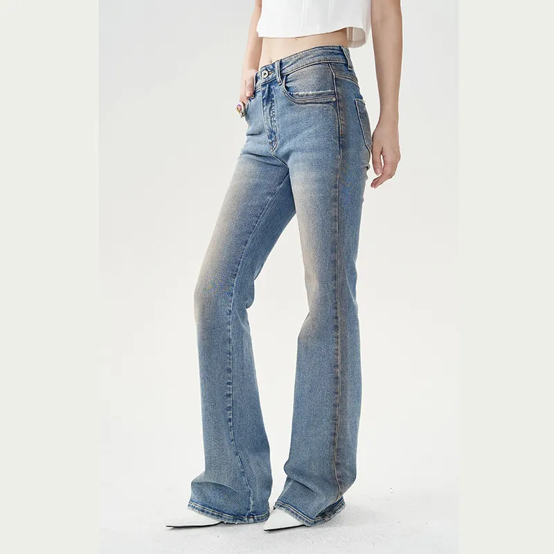 Novo para Leggings de Denim Femininas de Cintura Alta Skinny Estilo Casual Reto Respirável