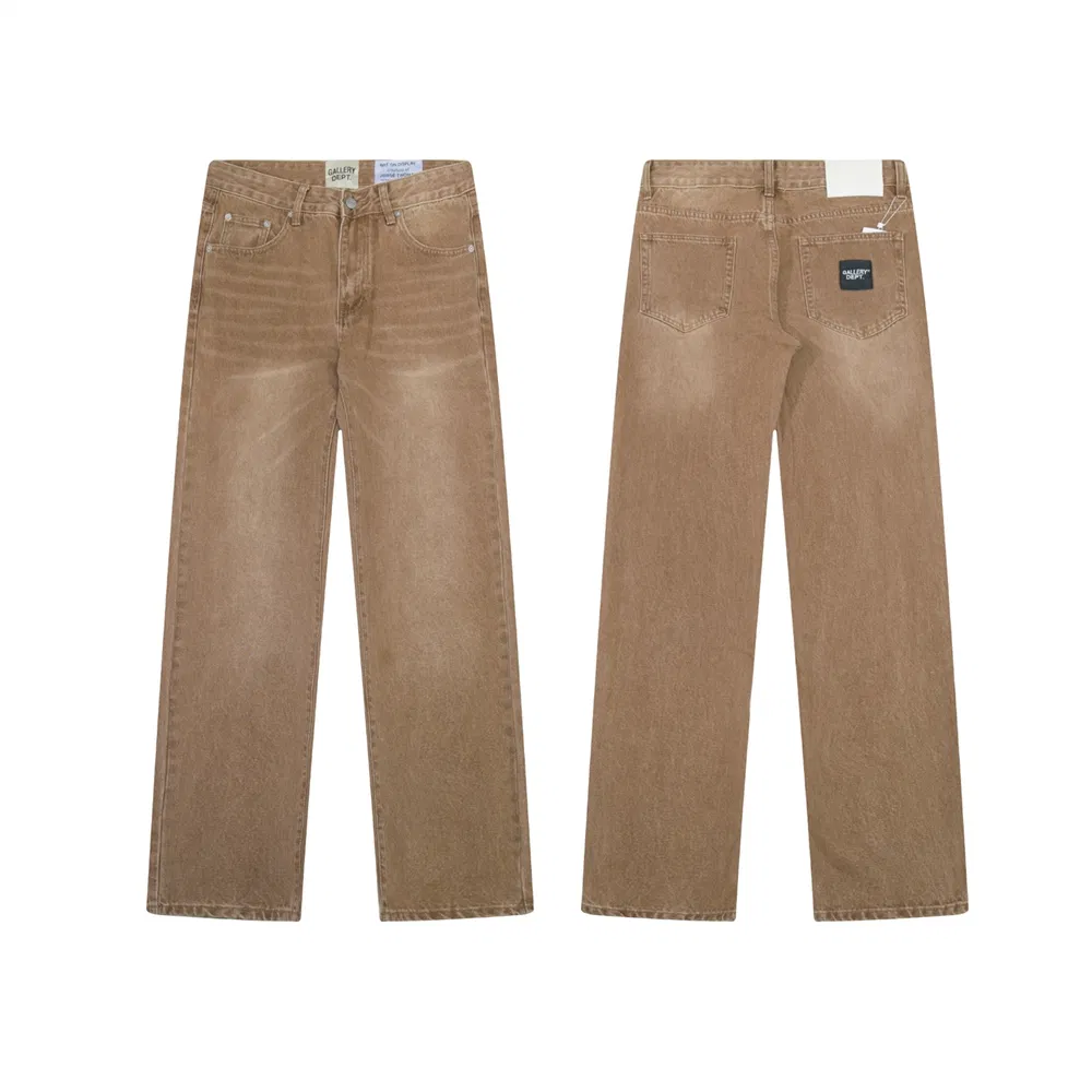 Calças Jeans Premium de Corte Reto para Homens com Aparência Desgastada da Gallery Dept
