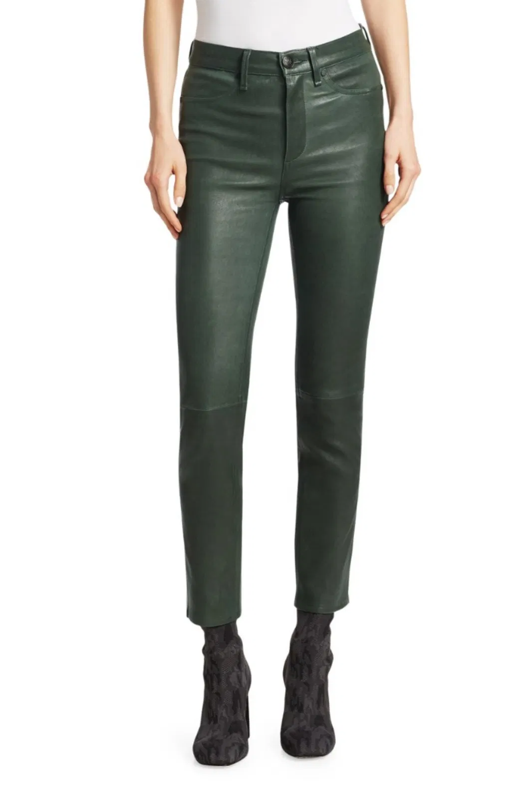 Calças de couro femininas personalizadas OEM de fábrica, moda, calças skinny pretas de PU