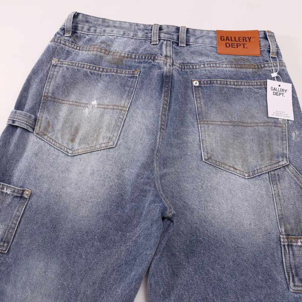Calças de Denim com Lavagem Vintage Estilo Gallery Dept (Corte Reto em Lote)
