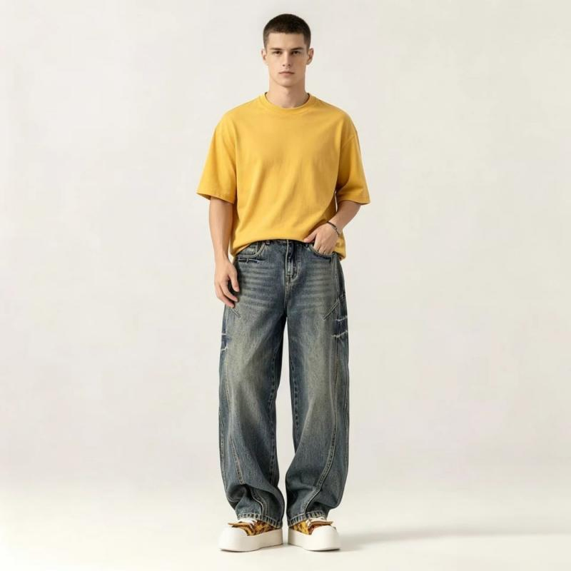 Fornecimento Direto de Fábrica Calças Jeans Casuais Masculinas Serviço OEM Disponível com Antiencolhimento