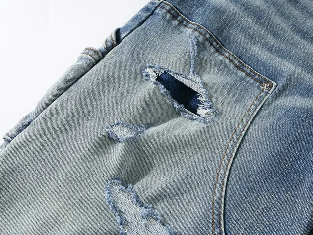Calças Jeans Retro Whiskering para Atividades ao Ar Livre
