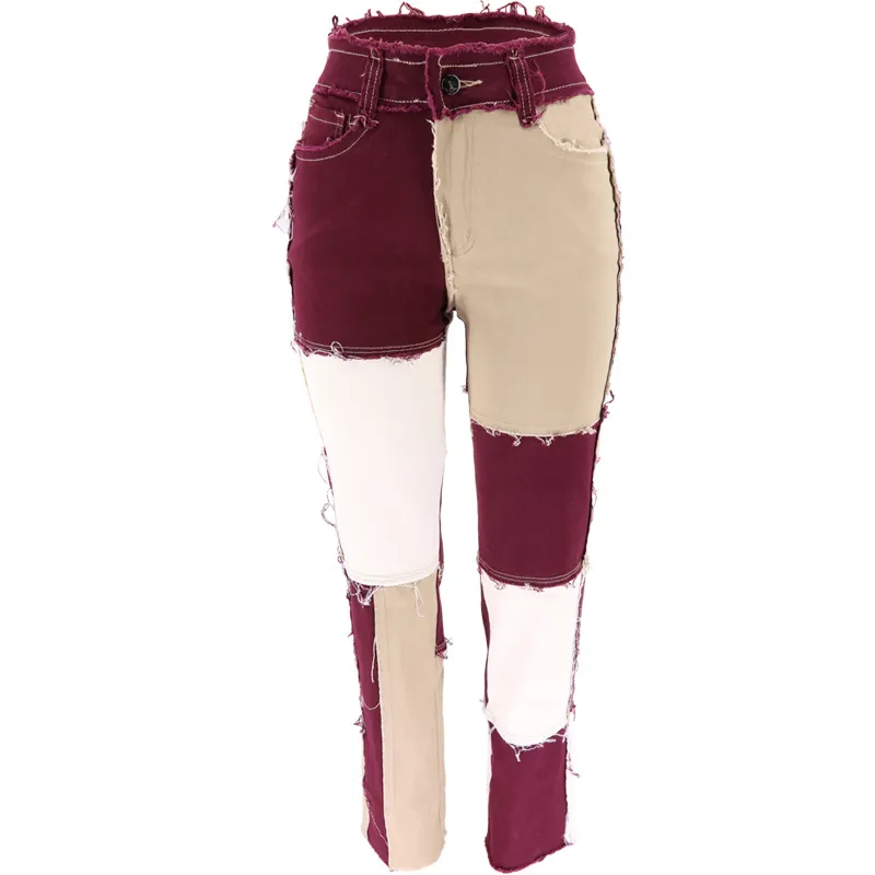 Calças Flare Jeans Skinny para Meninas Calças de Denim Rasgadas Calças Vintage