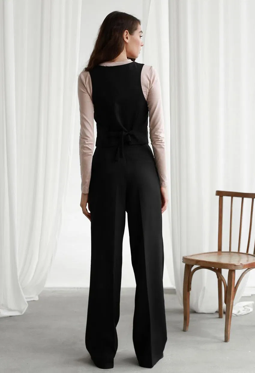 Calças largas casuais femininas, calças de cintura alta, pantalonas largas, calças baggy femininas, moda