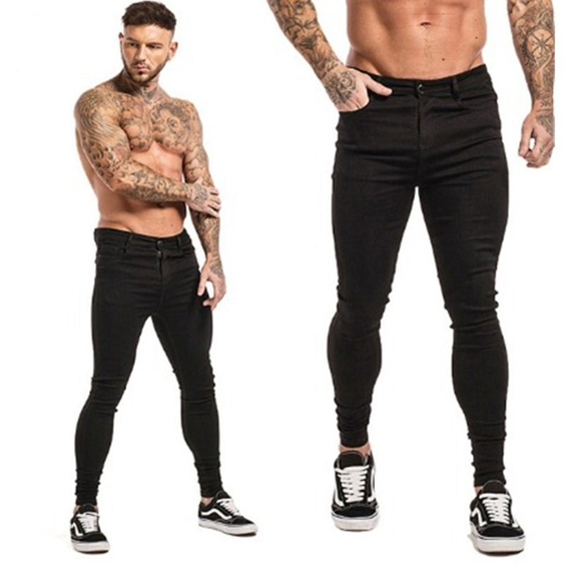 Calças Slim Fit para Homens, Calças Rasgadas para Homens, Jeans Skinny Desgastados, Jeans Stretch