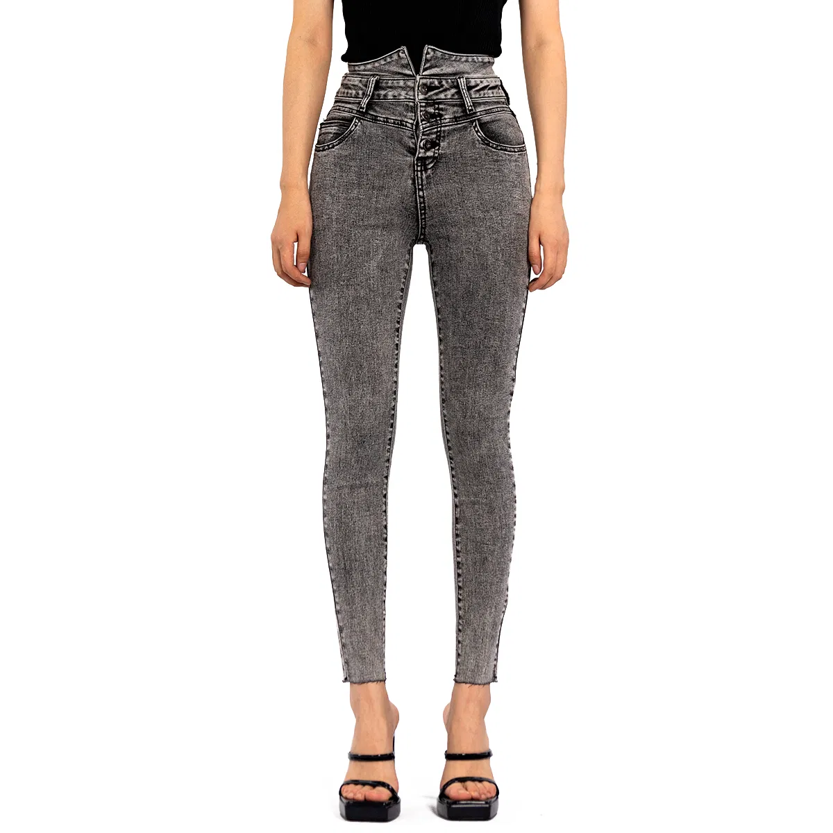 Jeans skinny de cintura alta com controle de barriga para mulheres, moda primavera verão