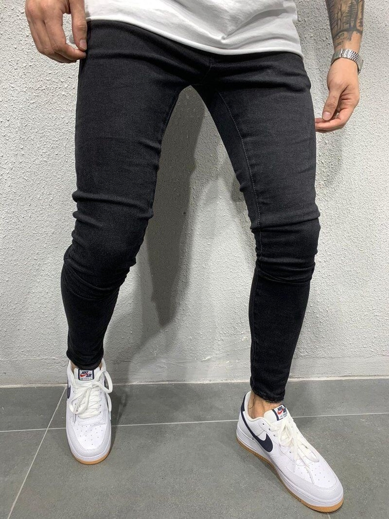 Calças Slim Fit Rasgadas para Homens Jeans Skinny Desgastados Jeans Stretch para Homens