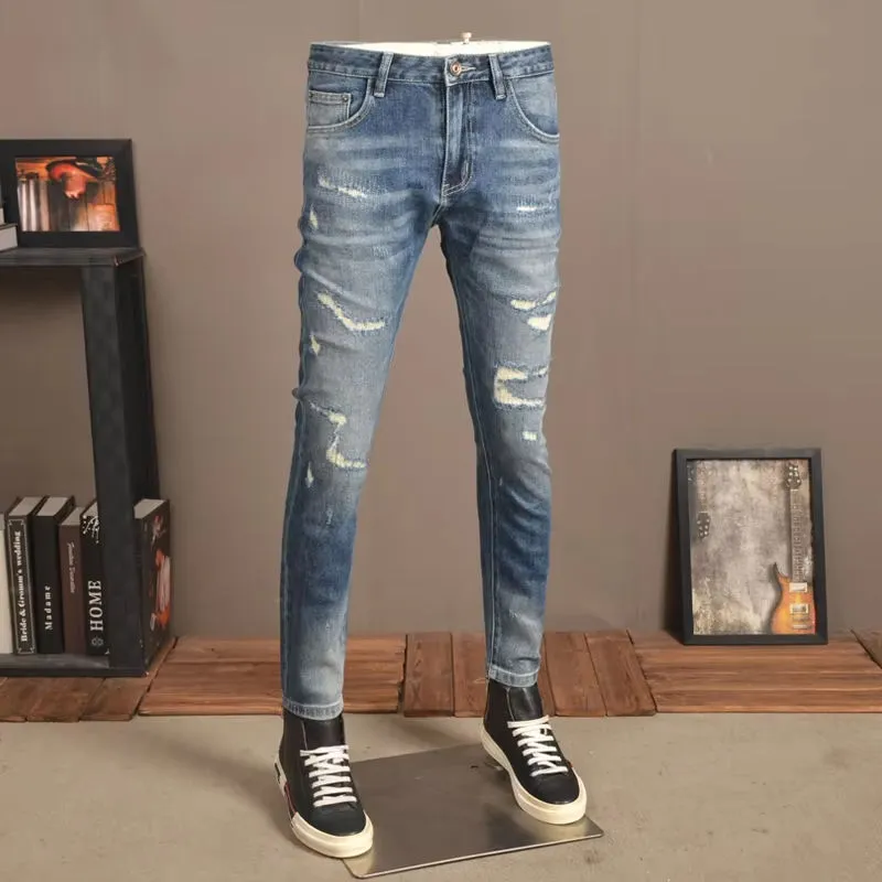 Calças Jeans de Cintura Alta Femininas com Estampa Retrô, Estilo Confortável para Primavera Verão XL