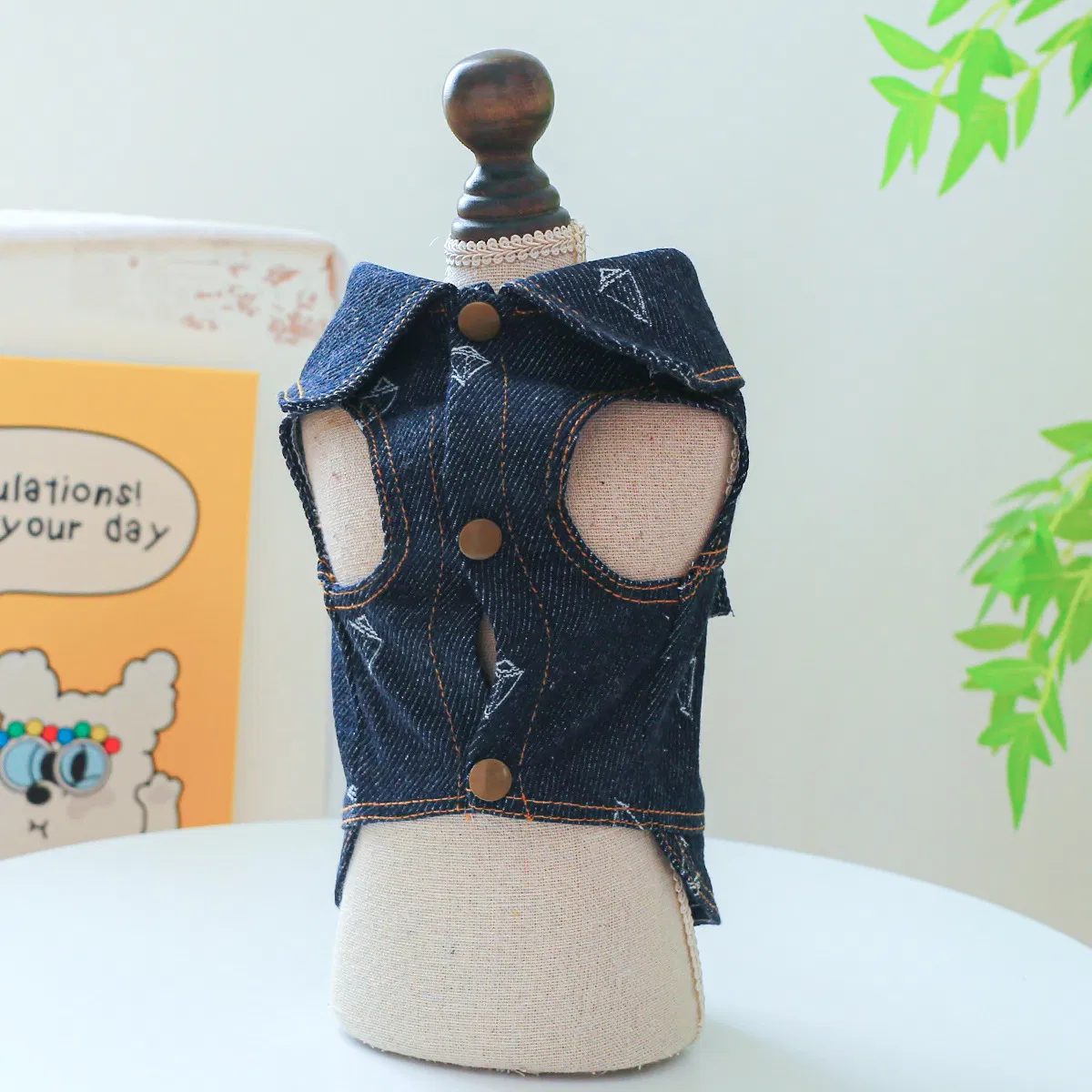 Novo gato de estimação, cachorro de estimação, jeans com botão ajustável