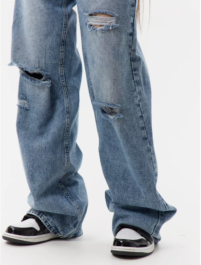 Jeans femininos novos de qualidade, de cintura baixa e sem elasticidade, jeans claros ajustados