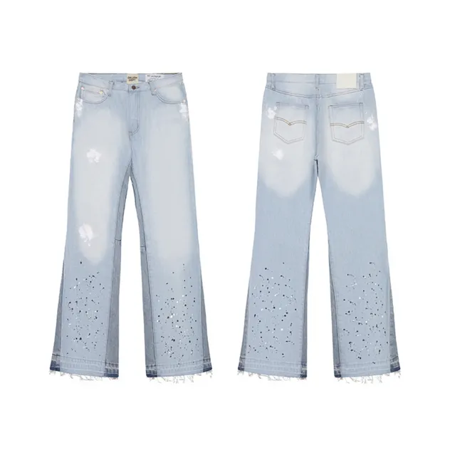 Calças de Denim com Lavagem Vintage Estilo Gallery Dept (Corte Reto em Lote)