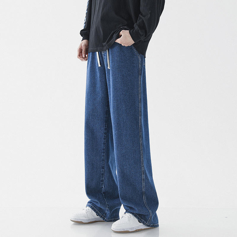 Calças de Jeans Azul Denim Soltas de Alta Qualidade, Calças Baggy Personalizadas para Homens, Calças de Hip Hop Soltas para Moda de Rua