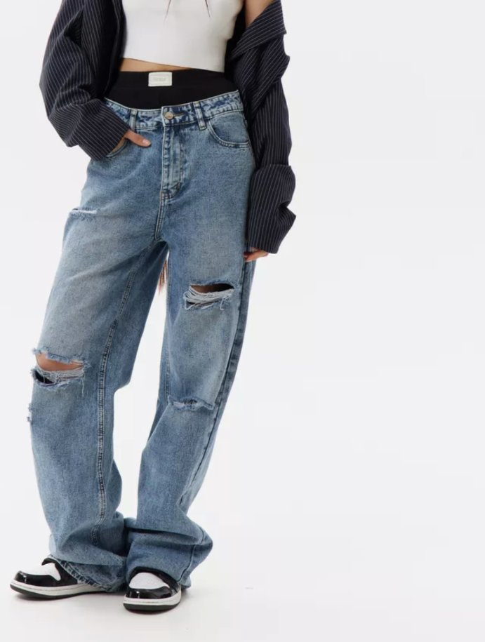 Jeans femininos novos de qualidade, de cintura baixa e sem elasticidade, jeans claros ajustados