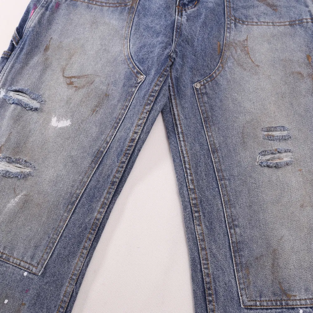 Calças de Denim com Lavagem Vintage Estilo Gallery Dept (Corte Reto em Lote)