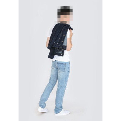 Calças Sustentáveis de Alta Qualidade para Homens, Corte Reto, Denim Preto, Etiqueta Desgastada, Lavagem Estilizada, Jeans de Alta Rua para Homens