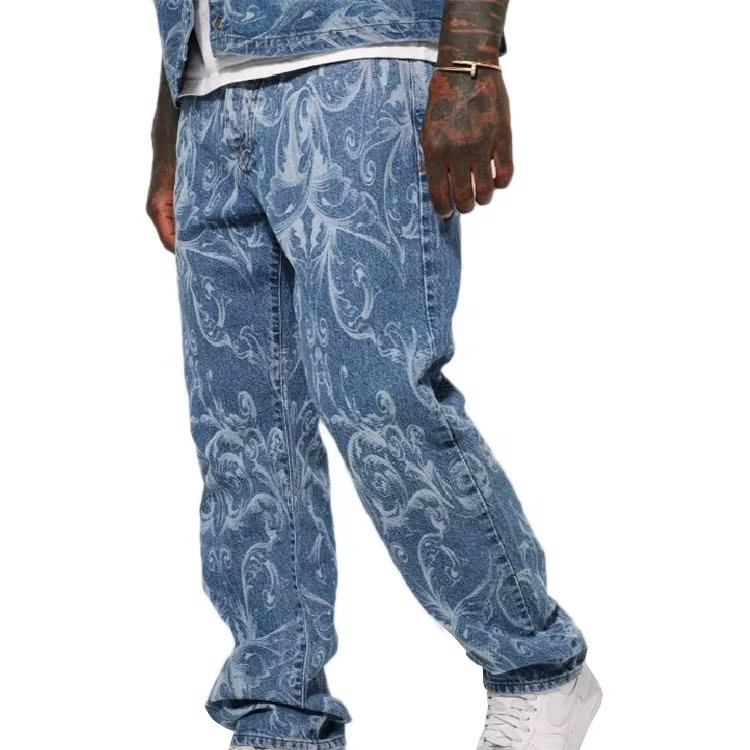 Calças Jeans Masculinas Personalizadas Baixo MOQ Azul Lavado Slim Fit Todas as Calças Ruby Stone