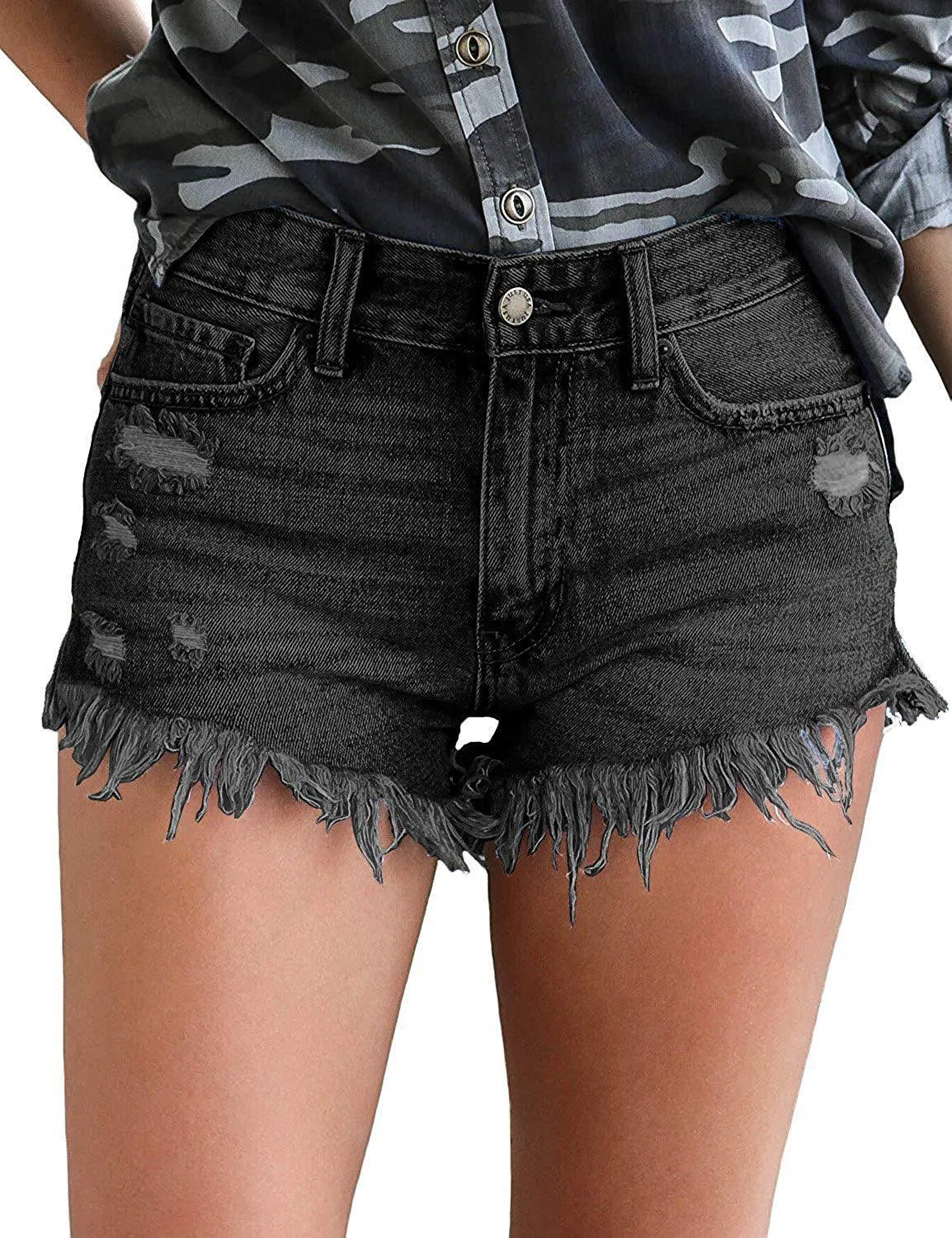 Calças de Jeans Brancas com Franjas Retas de Alta Elasticidade para Mulheres para o Verão