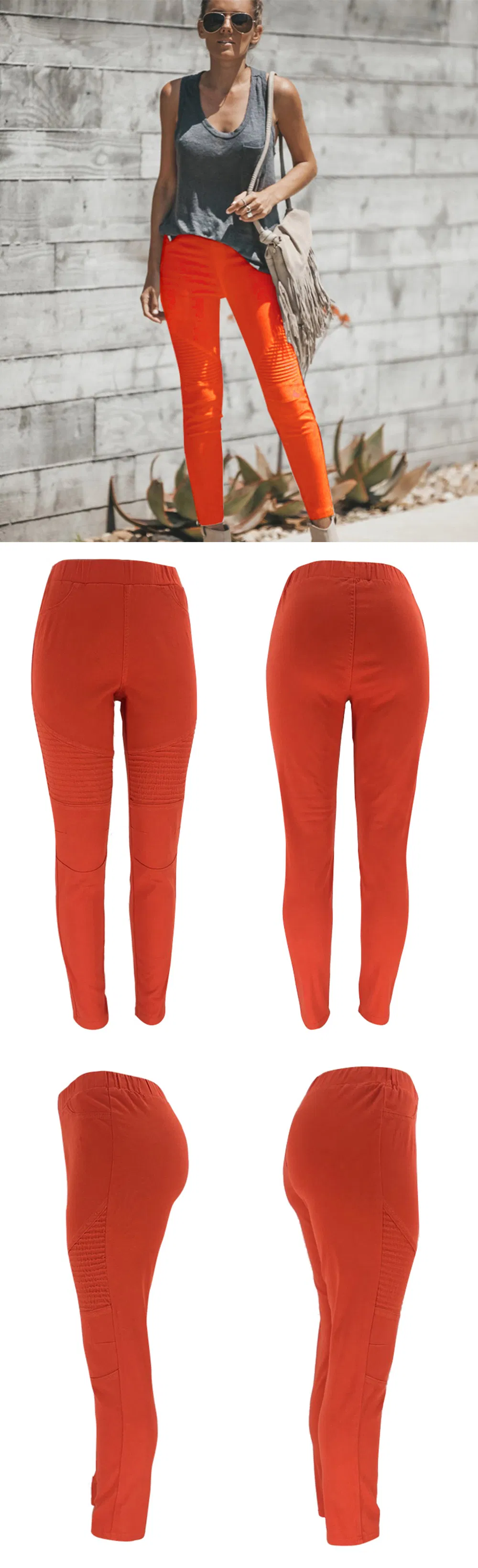 Calças Jeans Femininas de Cintura Alta no Atacado, Jeans Justos com Calças Plissadas