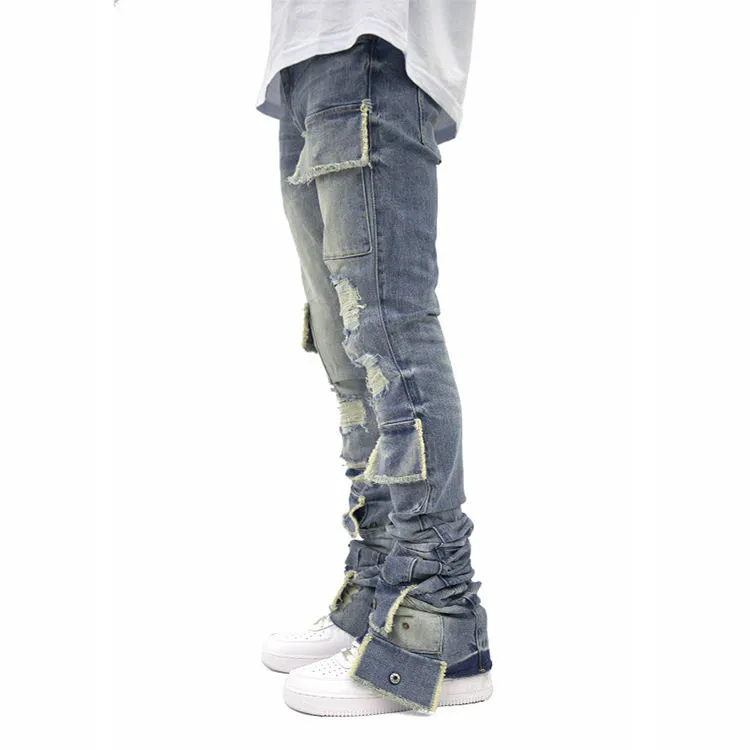 Calças Jeans Skinny Masculinas Desgastadas Rasgadas
