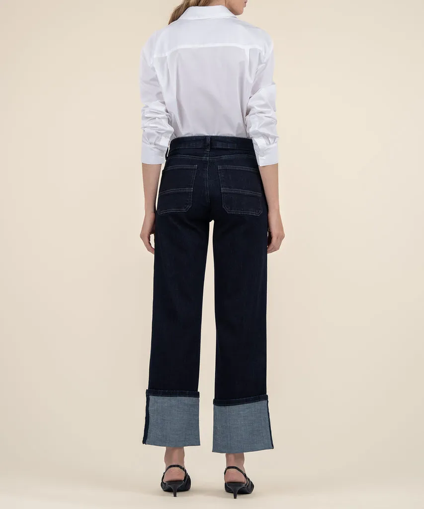 Calças femininas retas de denim de alta cintura personalizadas premium da China