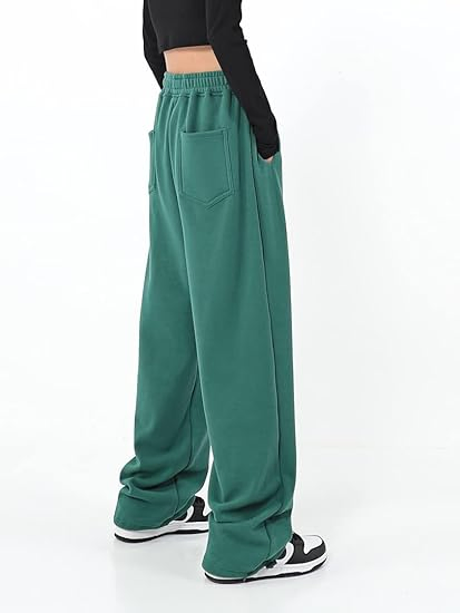 Calças de moletom largas femininas, casuais, soltas, para yoga, confortáveis, calças de lounge, joggers baggy, calças de moletom com bolsos
