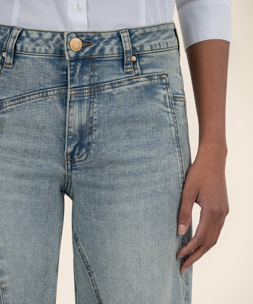 Calças de Denim Cropped com Acabamento Desgastado Vintage para Mulheres, Calças Largas de Ajuste Solto, Jeans Baggy Femininos de Moda Oversized