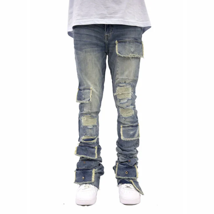 Calças Jeans Skinny Masculinas Desgastadas Rasgadas