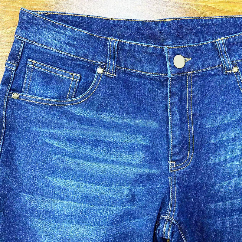 Calças Versáteis Personalizadas para Homens Atacado Moda Lazer Stretch Jeans de Denim Azul Casual Lavado