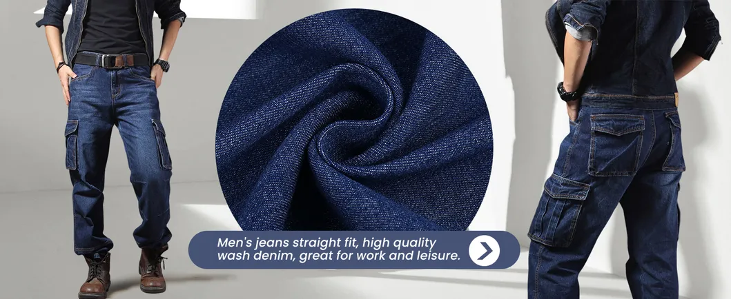 Calças de Trabalho Jeans de Hip Hop Casuais Masculinas Largas com Bolsos Cargo