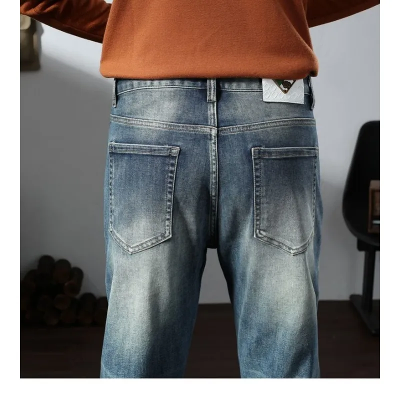 Calças jeans masculinas vintage de outono