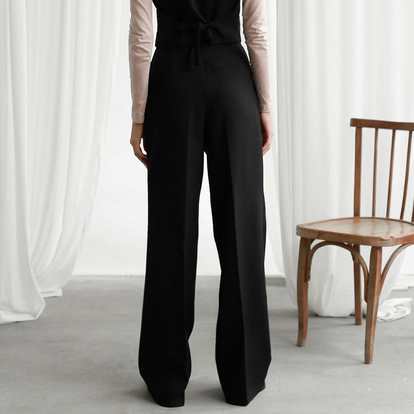 Calças largas casuais femininas, calças de cintura alta, pantalonas largas, calças baggy femininas, moda