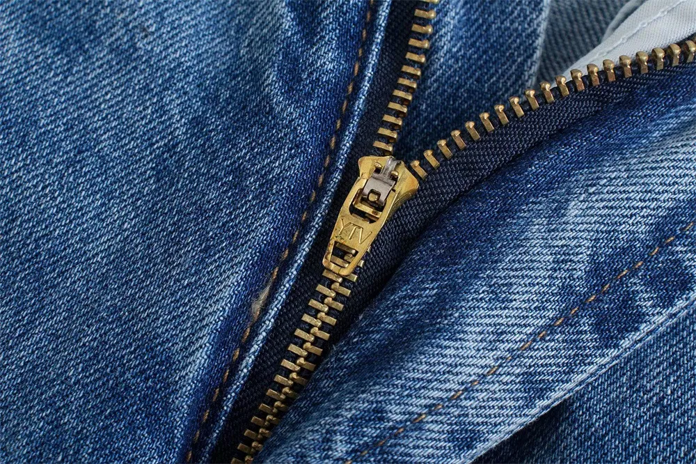 Personalize Calças de Denim Soltas para Mulheres da Nova Moda, Cintura Alta, Lavadas, Rasgadas em Algodão Y2K Jeans