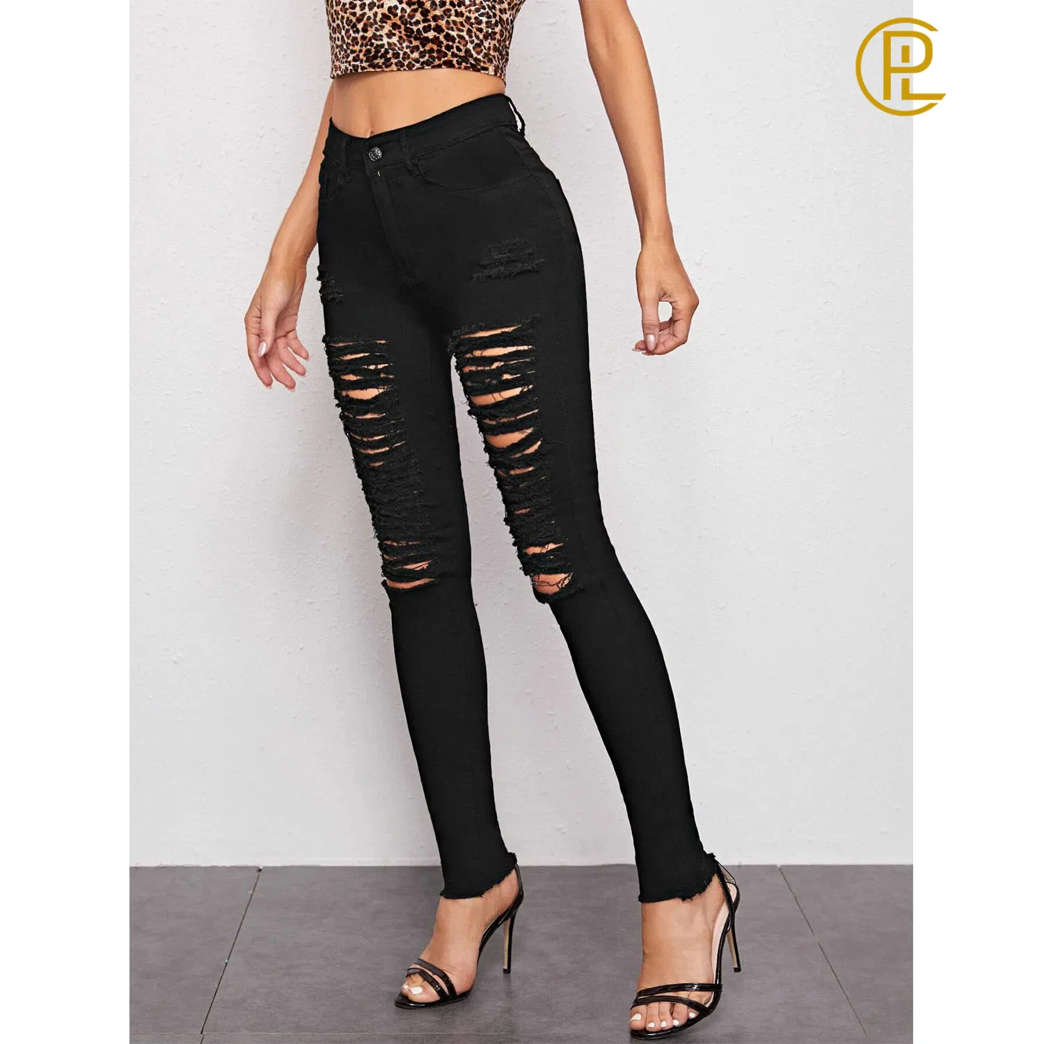2020 Novo Design Vendas Quentes Calças Skinny Slim com Furos
