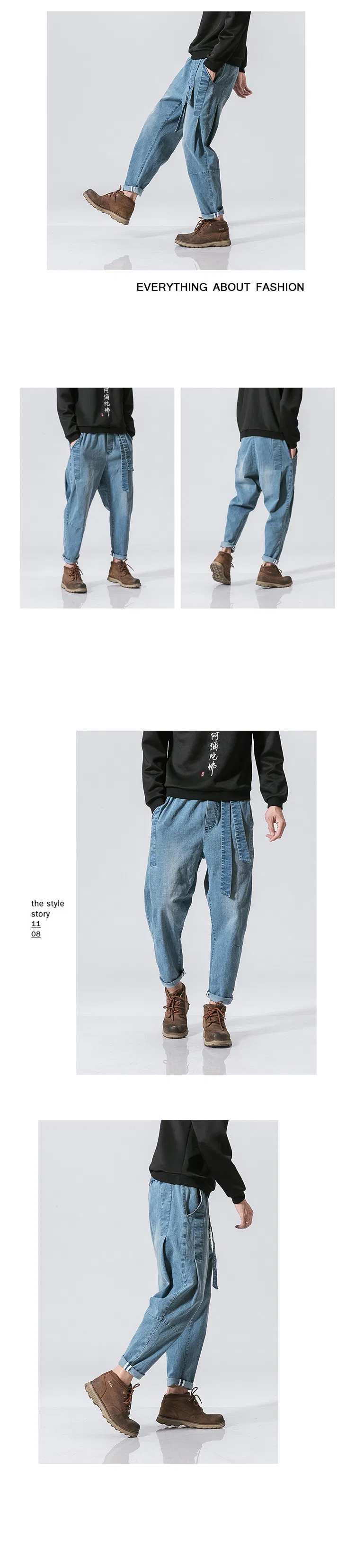 Novo Moda Retrô Calças Jeans Masculinas Largas Tamanho Plus