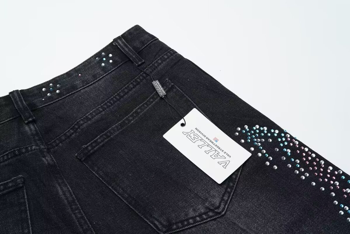 Calças Jeans Masculinas Vintage Lavadas Vale Para Sempre com Acento de Strass