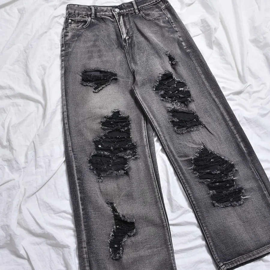 Detalhe das calças jeans masculinas