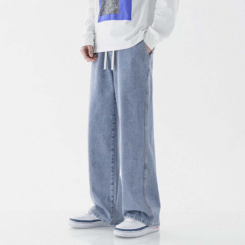 Calças de Jeans Azul Denim Soltas de Alta Qualidade, Calças Baggy Personalizadas para Homens, Calças de Hip Hop Soltas para Moda de Rua